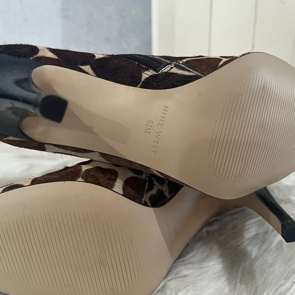 NEW Nine West Leather Hair Calf Classic Spotted Leopard High Heel Ankle Boot 5.5 - Picture 11 of 15